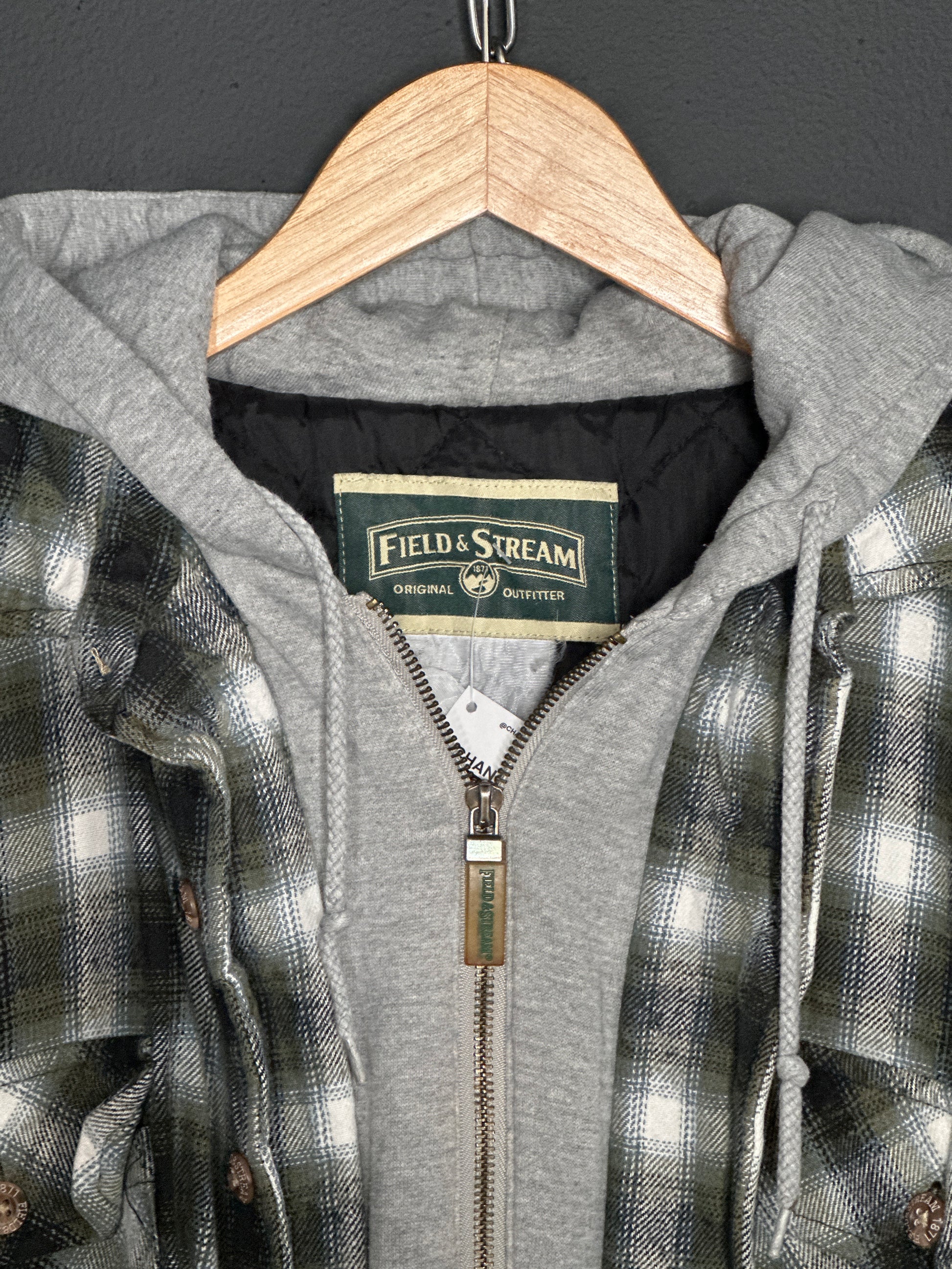 Vintage Gray Flannel Hoodie Jarvis Men's Hoodie Shacket In Green